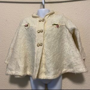 Cream Swing Style Vintage Jacket Sweater By Dimples 18-24 months